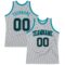 Custom Gray Black-Teal Authentic Throwback Basketball Jersey