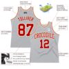 Custom Gray Red-Cream Authentic Throwback Basketball Jersey