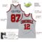 Custom Gray Red-Black Authentic Throwback Basketball Jersey