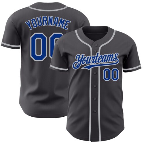 SteelGray0036 Custom Steel Gray Royal-Gray Authentic Baseball Jersey