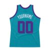 Custom Teal Purple-White Authentic Throwback Basketball Jersey
