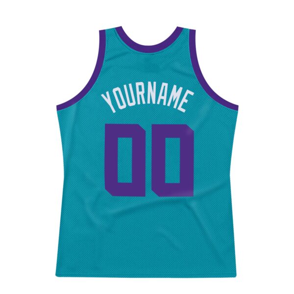 Custom Teal Purple-White Authentic Throwback Basketball Jersey