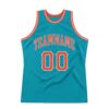 Custom Teal Orange-Gray Authentic Throwback Basketball Jersey