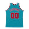 Custom Teal Red-Black Authentic Throwback Basketball Jersey