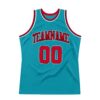 Custom Teal Red-Black Authentic Throwback Basketball Jersey