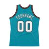 Custom Teal White-Orange Authentic Throwback Basketball Jersey