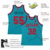 Custom Teal Red-Black Authentic Throwback Basketball Jersey