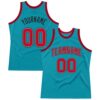 Custom Teal Red-Black Authentic Throwback Basketball Jersey