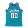 Custom Teal White-Purple Authentic Throwback Basketball Jersey