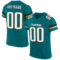 Teal0046 Custom Teal White-Old Gold Mesh Authentic Football Jersey