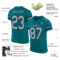 Teal0048-1 Custom Teal Gray-Navy Mesh Authentic Football Jersey