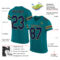 Teal0052-1 Custom Teal Navy-Old Gold Mesh Authentic Football Jersey