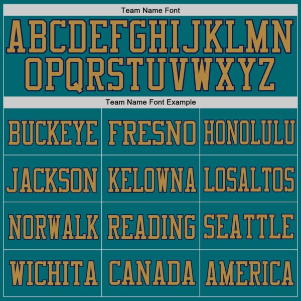 Teal0052-2 Custom Teal Navy-Old Gold Mesh Authentic Football Jersey