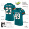 Teal0054-1 Custom Teal White-Orange Mesh Authentic Football Jersey
