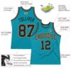 Custom Teal Black-Old Gold Authentic Throwback Basketball Jersey