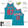 Custom Teal Red-White Authentic Throwback Basketball Jersey