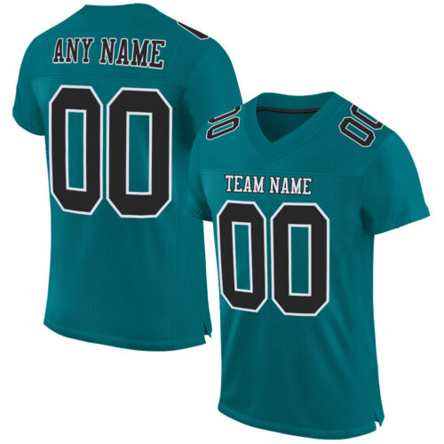 Teal0078_6ee68995-117b-47e7-9ec5-8bf8670b2c9b Custom Teal Black-White Mesh Authentic Football Jersey