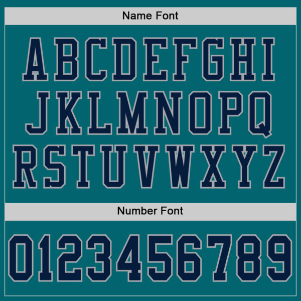 Custom Teal Navy-Gray Mesh Authentic Football Jersey