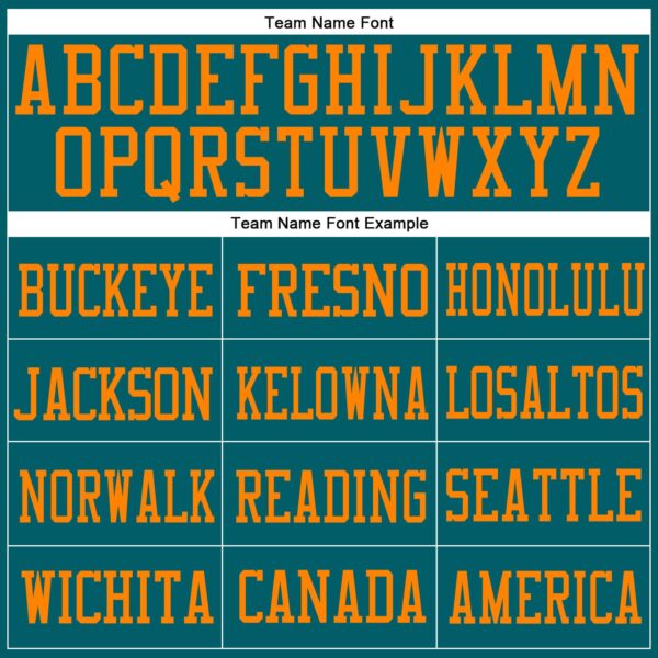 Teal0090-2 Custom Teal Bay Orange Mesh Authentic Football Jersey