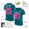 Teal0091-1 Custom Teal Hot Pink-White Mesh Authentic Football Jersey