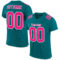 Teal0091 Custom Teal Hot Pink-White Mesh Authentic Football Jersey