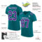 Teal0093-1 Custom Teal Purple-White Mesh Authentic Football Jersey