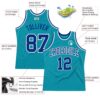 Custom Teal Royal-White Authentic Throwback Basketball Jersey