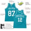Custom Teal White Authentic Throwback Basketball Jersey