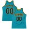 Custom Teal Navy-Gold Authentic Throwback Basketball Jersey