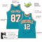 Custom Teal White-Orange Authentic Throwback Basketball Jersey