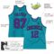 Custom Teal Black Pinstripe Purple Authentic Basketball Jersey