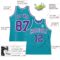 Custom Teal White Pinstripe Purple Authentic Basketball Jersey