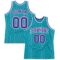 Custom Teal White Pinstripe Purple Authentic Basketball Jersey