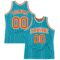 Custom Teal White Pinstripe Orange Authentic Basketball Jersey