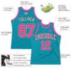 Custom Teal Pink-Black Authentic Throwback Basketball Jersey