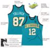 Custom Teal White Gold-Black Authentic Throwback Basketball Jersey