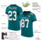 Teal0207-1 Custom Teal White-Black Mesh Authentic Football Jersey