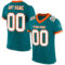 Teal0208 Custom Teal White-Orange Mesh Authentic Football Jersey