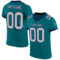 Teal0210 Custom Teal Gray-Navy Mesh Authentic Football Jersey