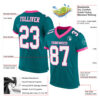 Custom Teal White-Pink Mesh Authentic Football Jersey