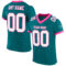 Teal0212 Custom Teal White-Pink Mesh Authentic Football Jersey