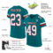 Teal0215-1 Custom Teal White-Red Mesh Authentic Football Jersey