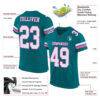 Custom Teal White-Pink Mesh Authentic Football Jersey