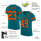 Teal0217-1 Custom Teal Orange-Black Mesh Authentic Football Jersey