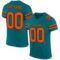 Teal0217 Custom Teal Orange-Black Mesh Authentic Football Jersey