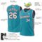 Custom Teal White-Red Authentic Throwback Basketball Jersey