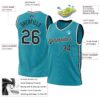 Custom Teal Black-Red Authentic Throwback Basketball Jersey