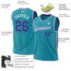Custom Teal Purple-White Authentic Throwback Basketball Jersey