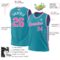 Custom Teal Pink-White Authentic Throwback Basketball Jersey