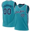 Custom Teal Navy-White Authentic Throwback Basketball Jersey